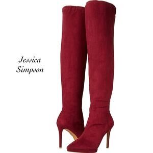 Jessica Simpson Vallrie Berry Microsuede Over Knee Pointed Toe Boots NIB Size 8